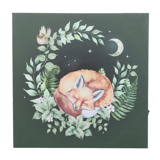 Sleeping Fox Light Up Canvas Plaque