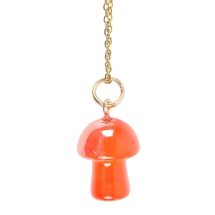 Orange Aura Mushroom Necklace Greeting Card