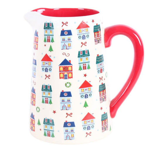 Christmas Street Print Ceramic Flower Jug