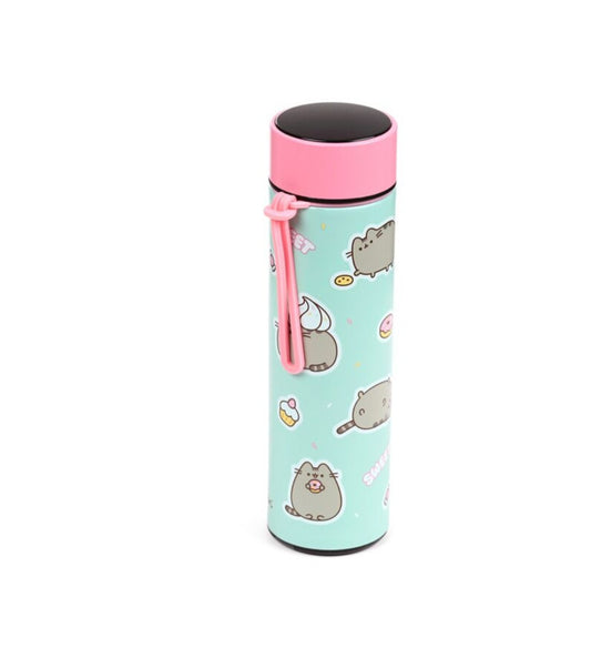 Pusheen the cat drinks bottle digital thermometer