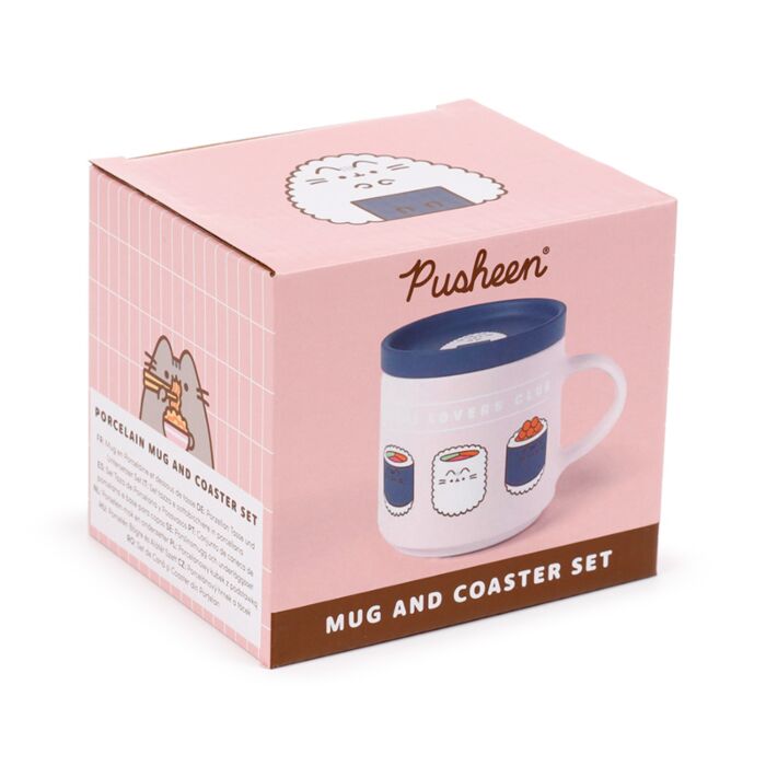 Porcelain Mug & Coaster Lid Set - Pusheen the Cat Bento Club Sushi Lover