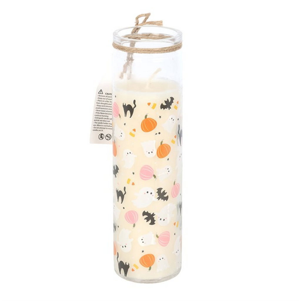 Sweet and Spooky Print Candy Corn Tube Candle