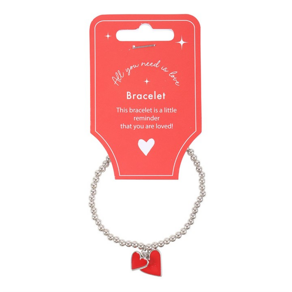 All You Need Is Love Beaded Heart Charm Bracelet