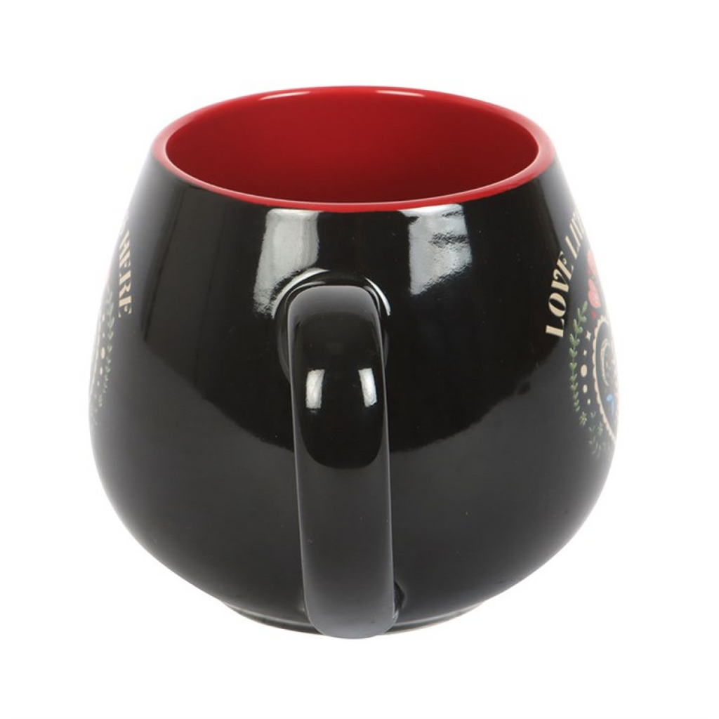 Love Lives Here Folk Heart Rounded Mug