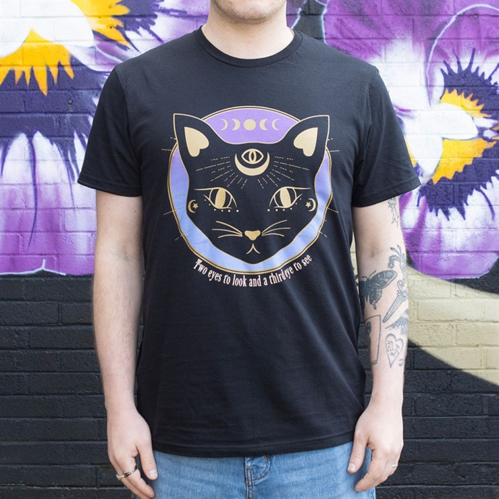 Mystic Mog Black Cat Unisex T-shirt Size L