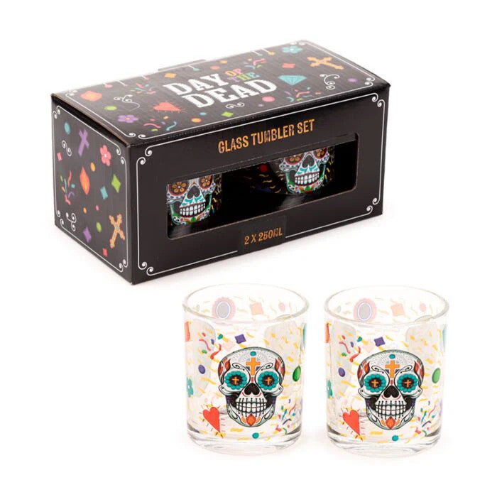 Glass Tumbler Set of 2 (250ml) - Day of the Dead