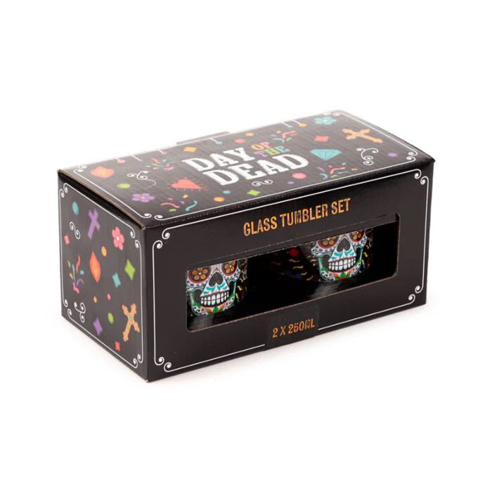Glass Tumbler Set of 2 (250ml) - Day of the Dead