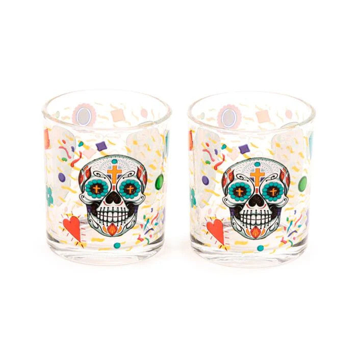 Glass Tumbler Set of 2 (250ml) - Day of the Dead