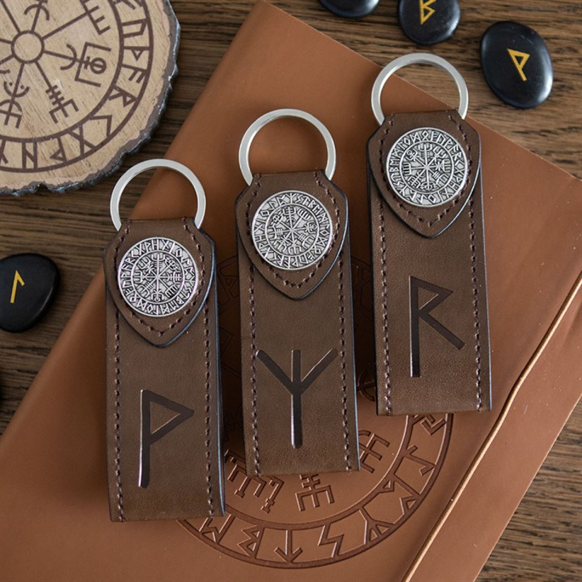 Journey Viking Rune Faux Leather Keyring