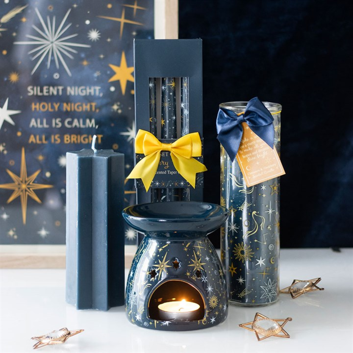 Set of 3 Starry Night Taper Candles