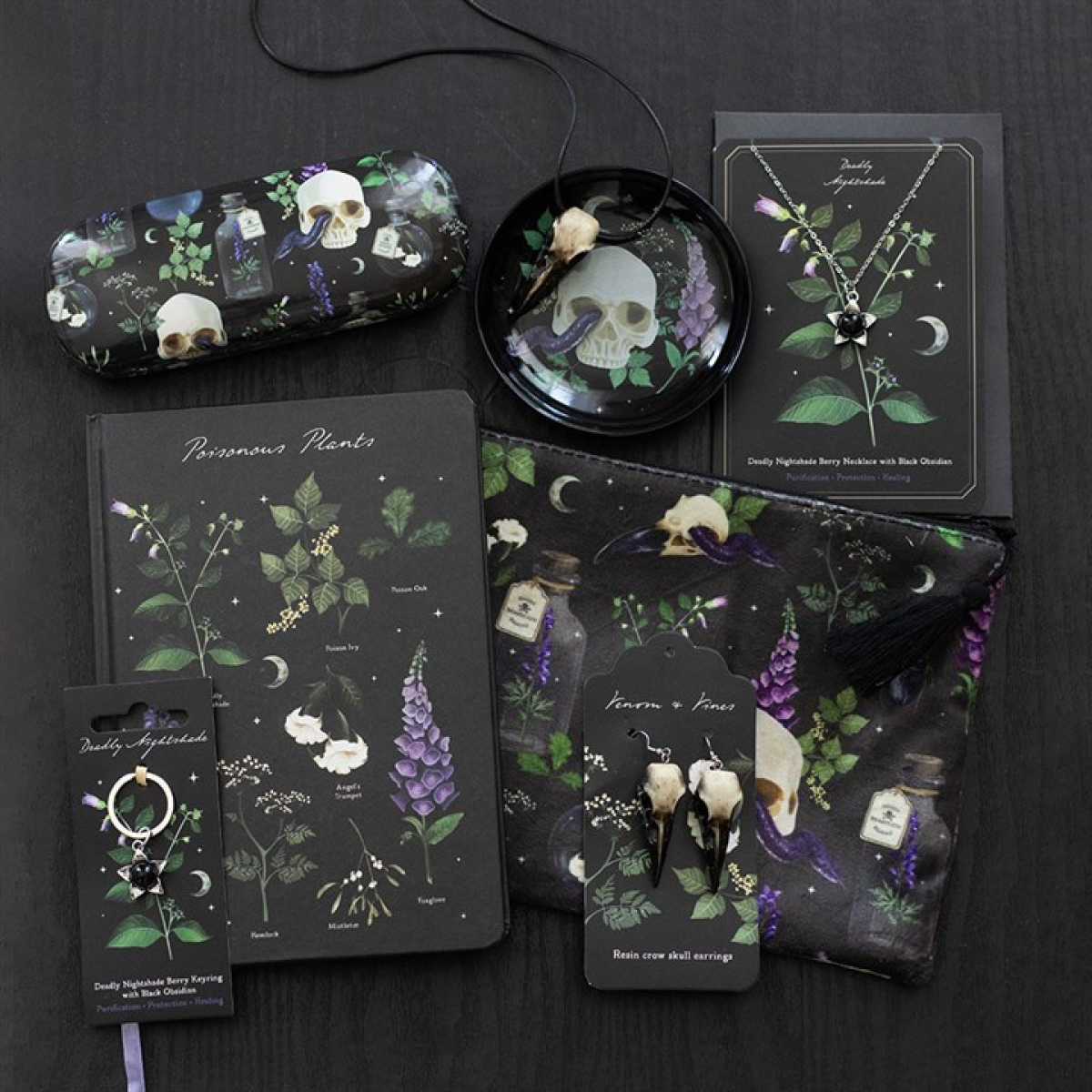 Resin Crow Skull Earrings