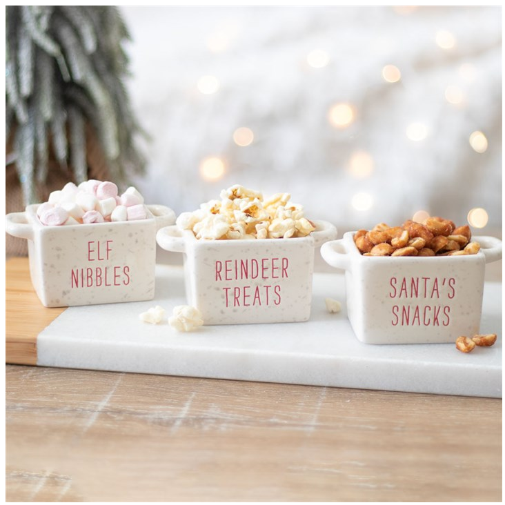 Set of 3 Ceramic Christmas Snack Bowls