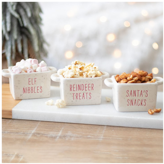 Set of 3 Ceramic Christmas Snack Bowls