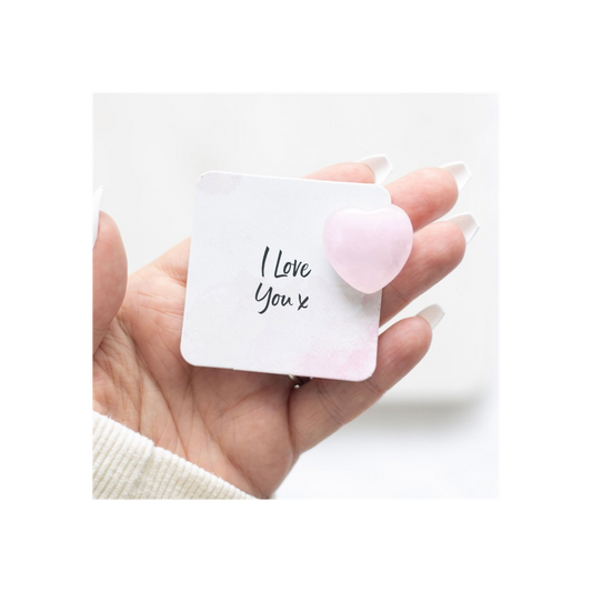 I Love You Rose Quartz Crystal Heart in a Bag