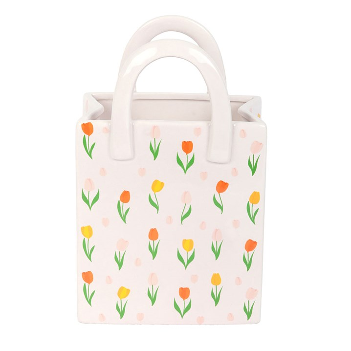 Tulip Print Ceramic Bag-Shaped Flower Vase
