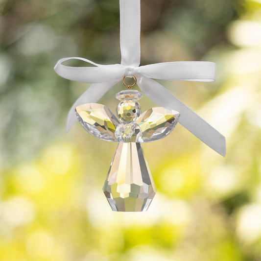 Always Beside You Faceted Glass Angel Hanging Decoration