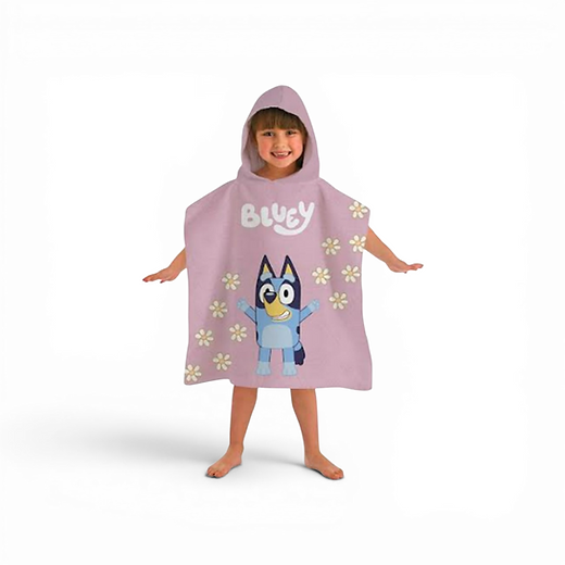 Bluey hooded poncho towel kids Pink