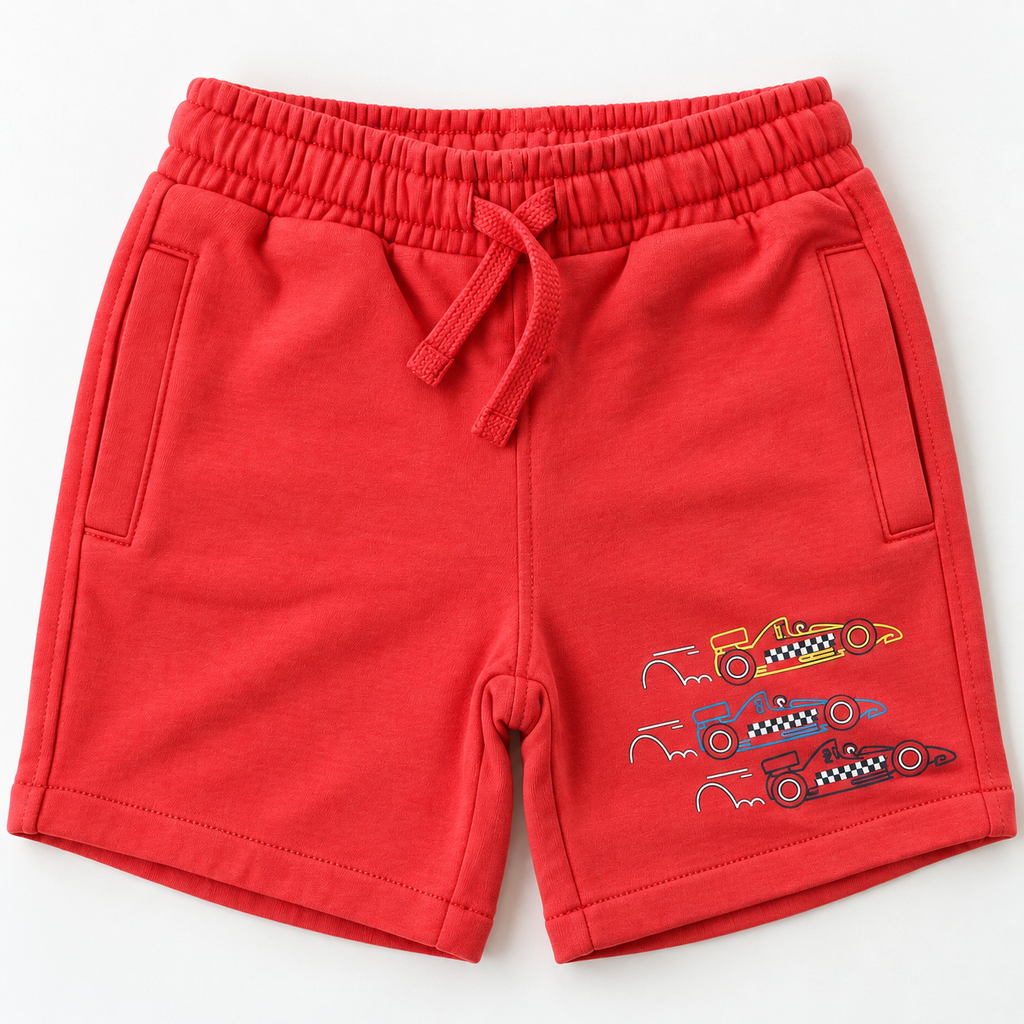 Boys shorts racing cars orange 2-8 years