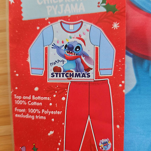 Disney Stitch Christmas Long Sleeve Pyjamas 1-5 years