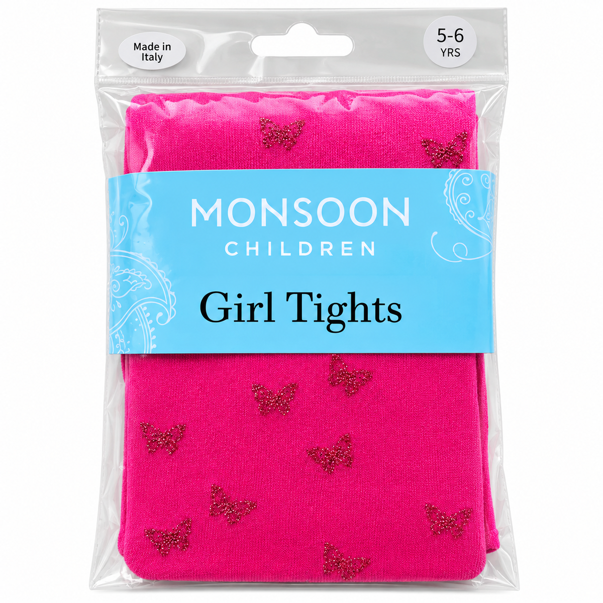 Girls pink butterfly tights 5-6 years