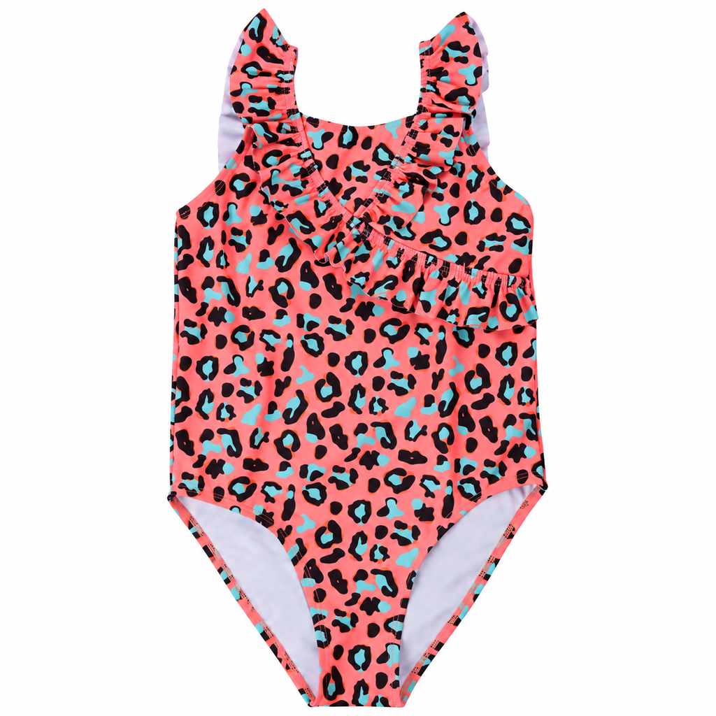 Girls leopard print swimming costume by Red Melon