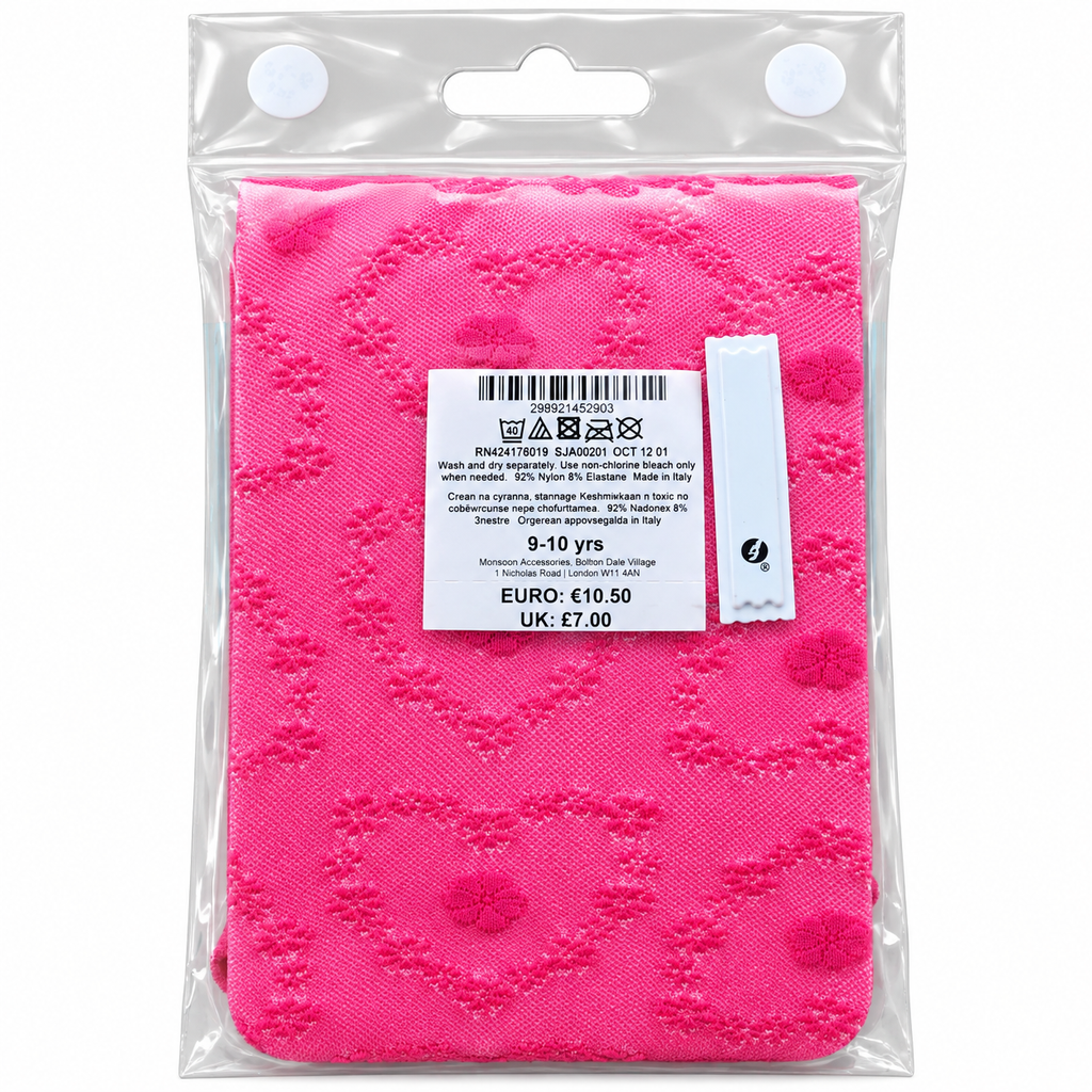 Girls pink patterned Nylon tights 3-12 years