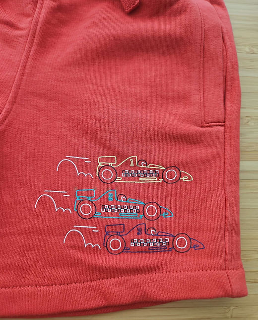 Boys shorts racing cars orange 2-8 years