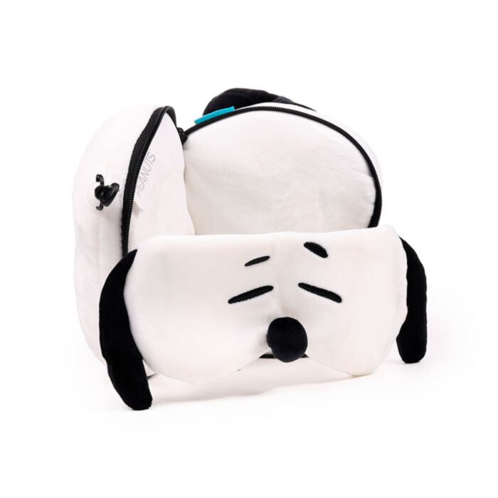 Relaxeazzz Peanuts Snoopy Shaped Plush Travel Pillow & Eye Mask