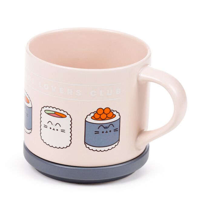 Porcelain Mug & Coaster Lid Set - Pusheen the Cat Bento Club Sushi Lover