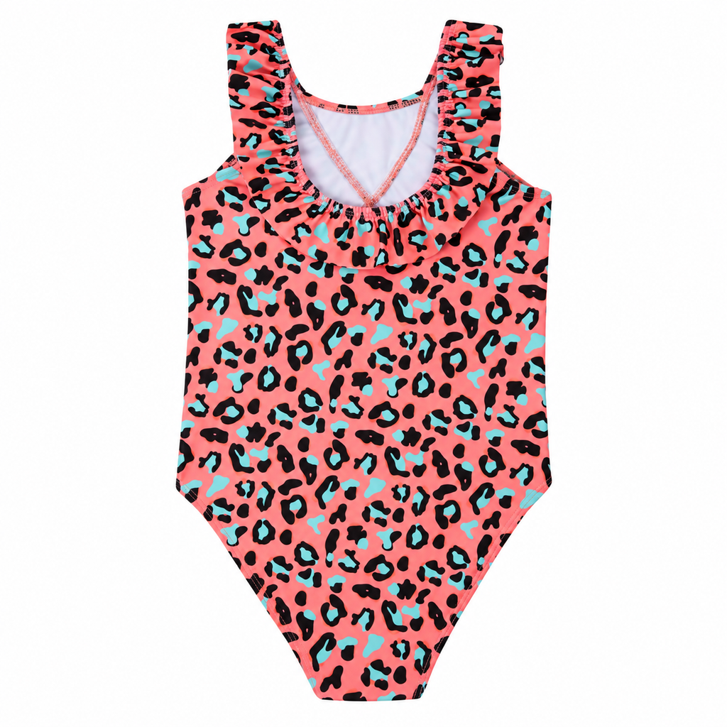 Girls leopard print swimming costume by Red Melon