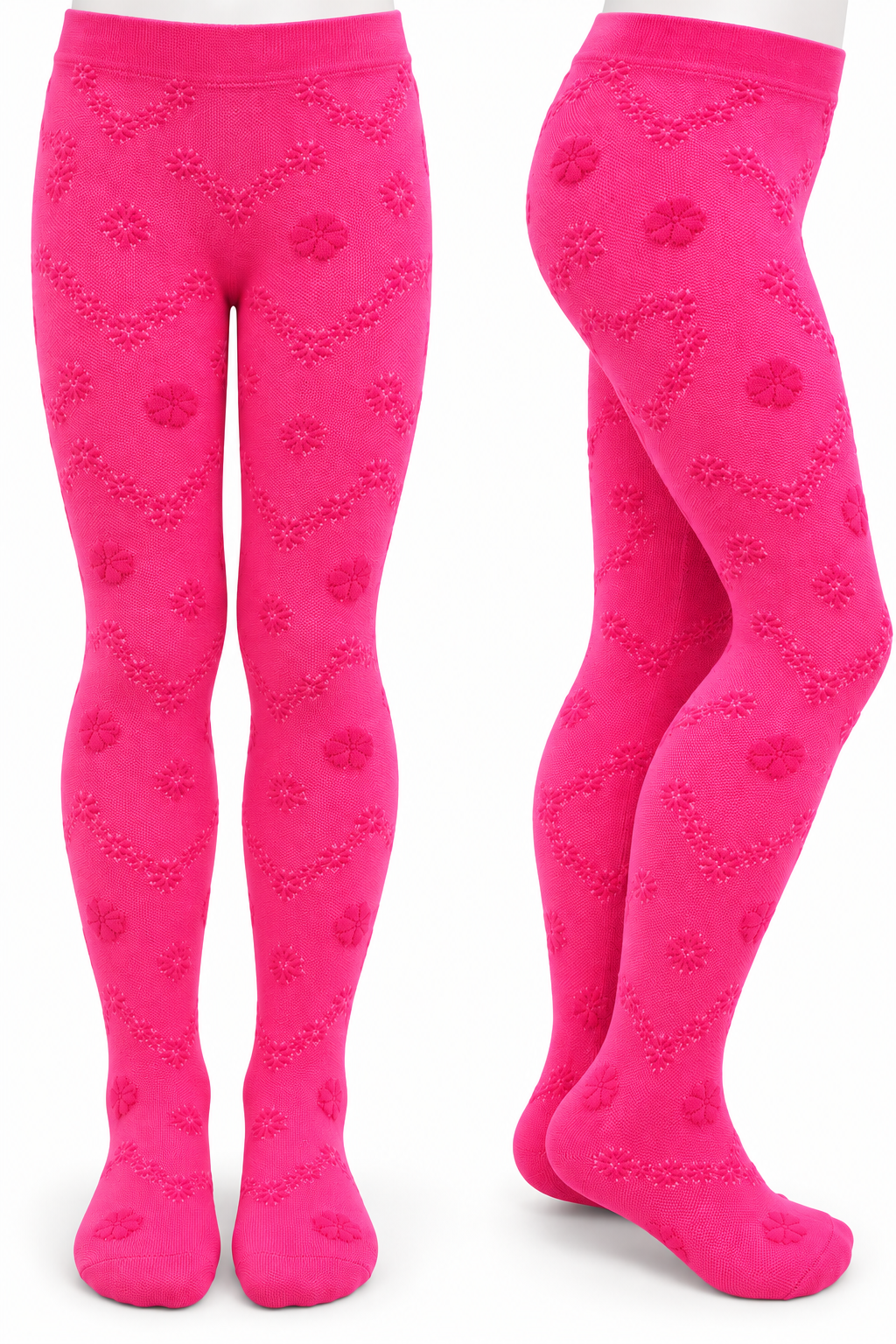 Girls pink patterned Nylon tights 3-12 years