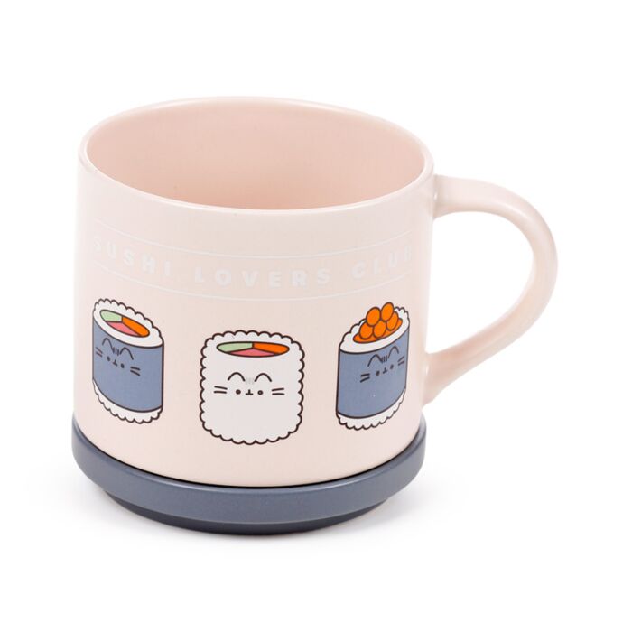 Porcelain Mug & Coaster Lid Set - Pusheen the Cat Bento Club Sushi Lover