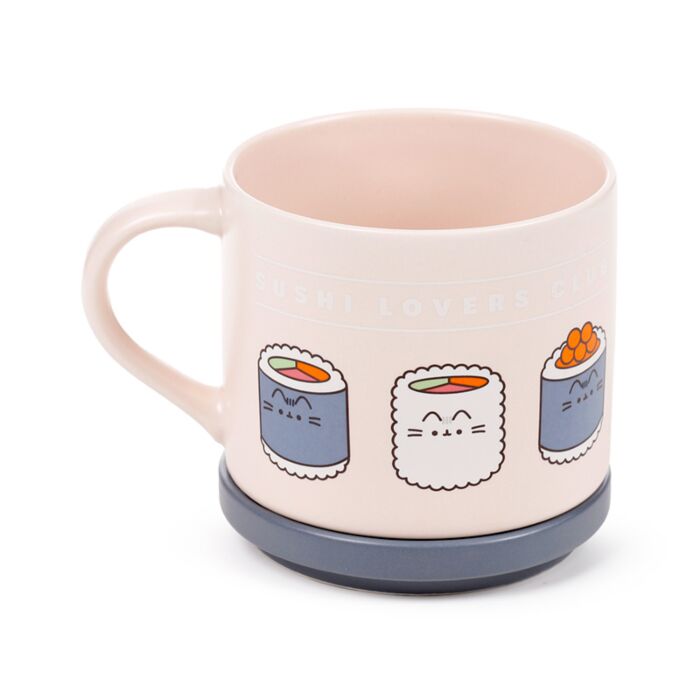 Porcelain Mug & Coaster Lid Set - Pusheen the Cat Bento Club Sushi Lover