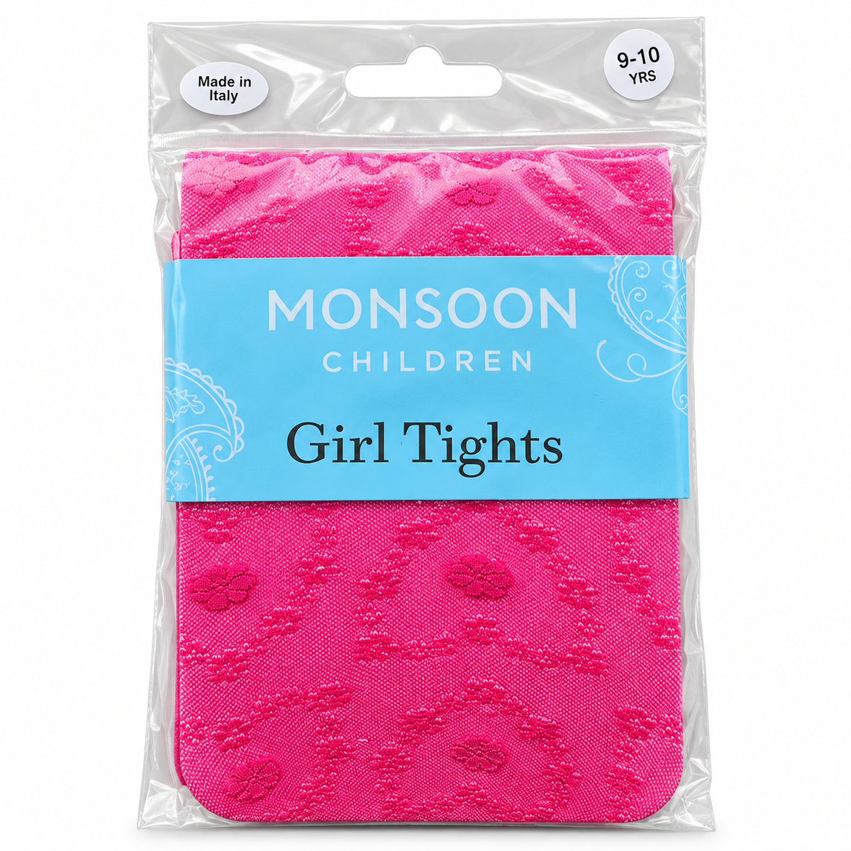 Girls pink patterned Nylon tights 3-12 years