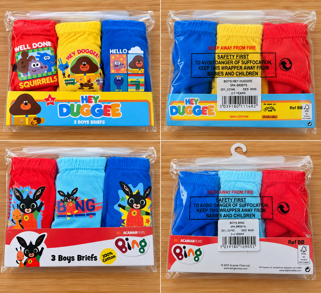 Boys Underwear Briefs Hey Duggee and Bing 1-5 years