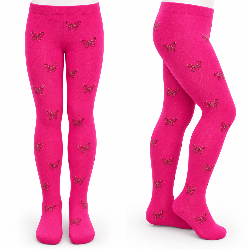 Girls pink butterfly tights 5-6 years