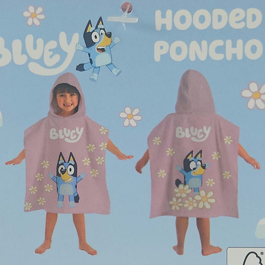 Bluey hooded poncho towel kids Pink