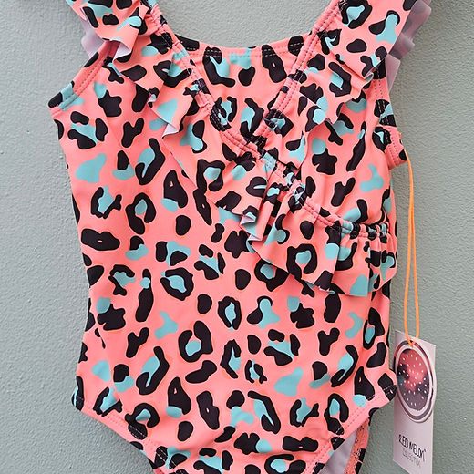 Girls leopard print swimming costume by Red Melon