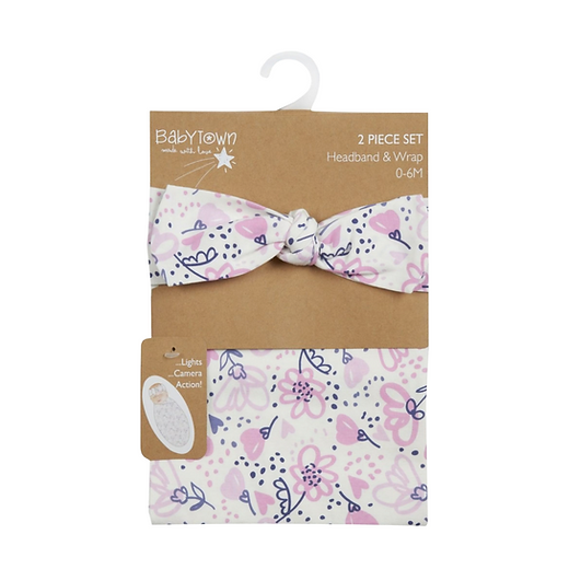 Baby Headband or Hat with a Swaddle Blanket Gift Sets – 0–6 Months
