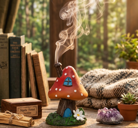 Red Smoking Toadstool Incense Cone Holder