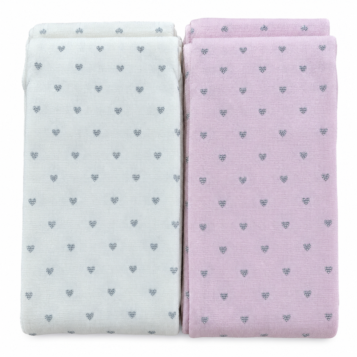 Girls’ 2 Pack Pink & Cream Heart Patterned Tights